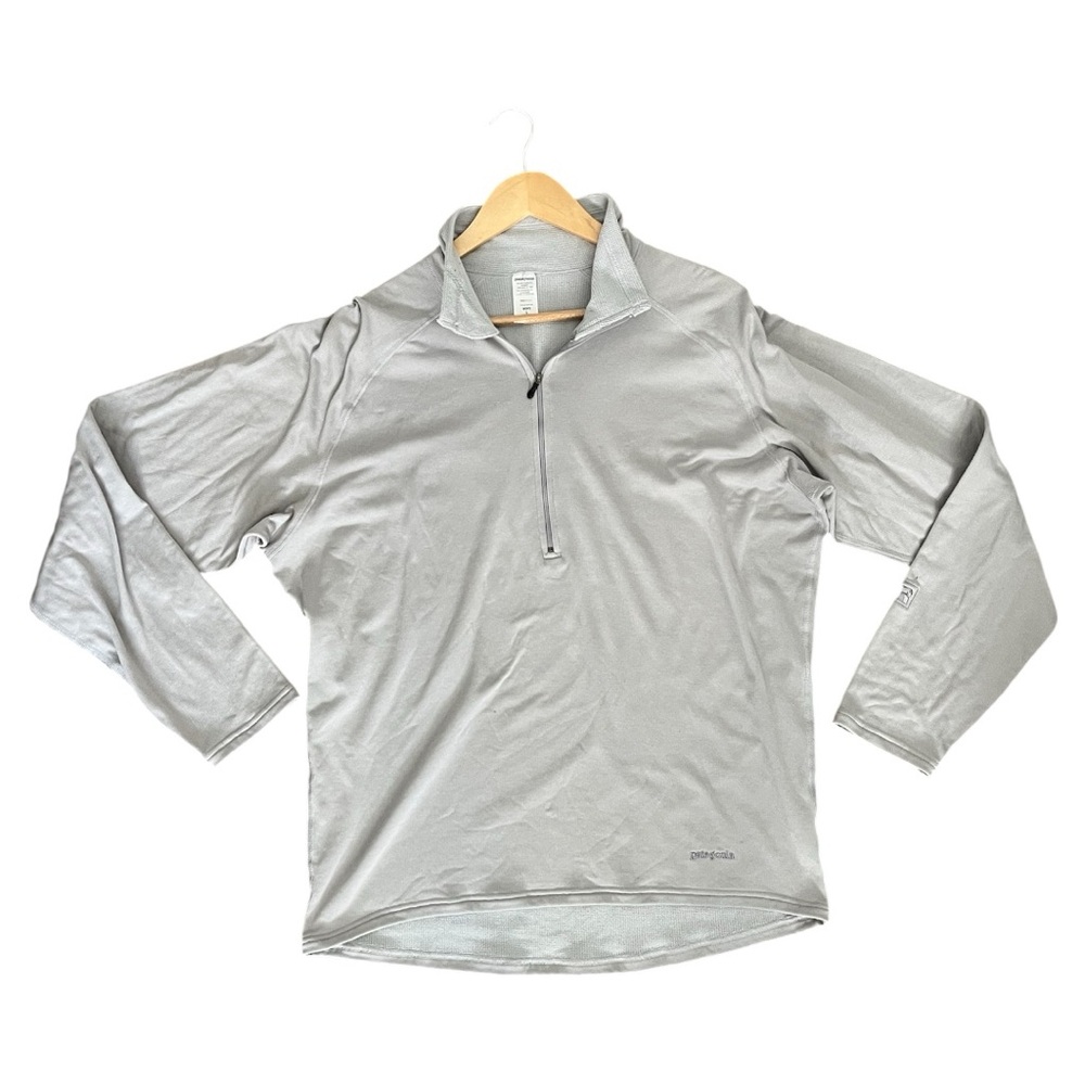 Patagonia Capilene USA Made Men's Large Gray Quarter Length Zip Adventure Hike